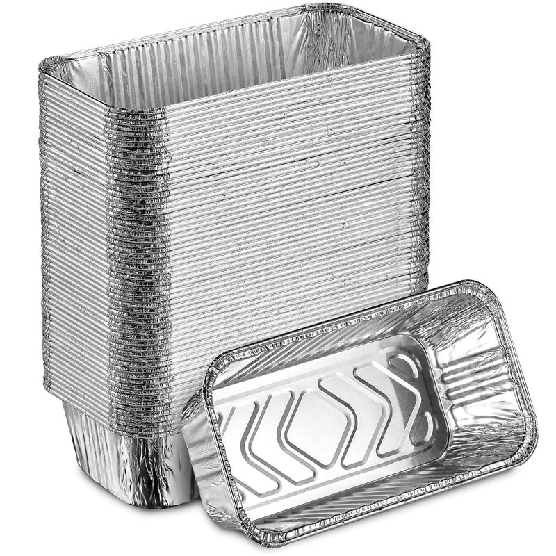 MontoPack Aluminum Disposable Loaf Pans | Deep Standard Size 8.5â€ x 4.5â€ Extra Thick Foil Bread Containers for Baking, Food Storage & Takeout | Eco-Friendly & Recyclable | Bulk 50-Pack 2 Pound Trays - Image 1